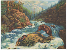 Vintage calendar art of bears